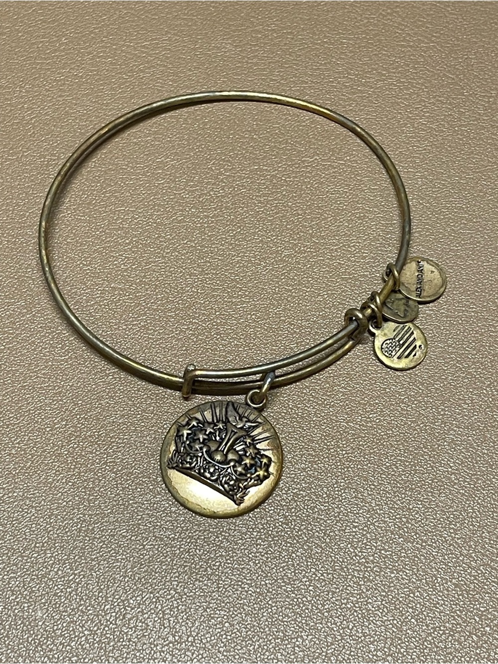 Alex and Ani Queen's Crown Medallion Gold Bangle Bracelet Light Goddess Power